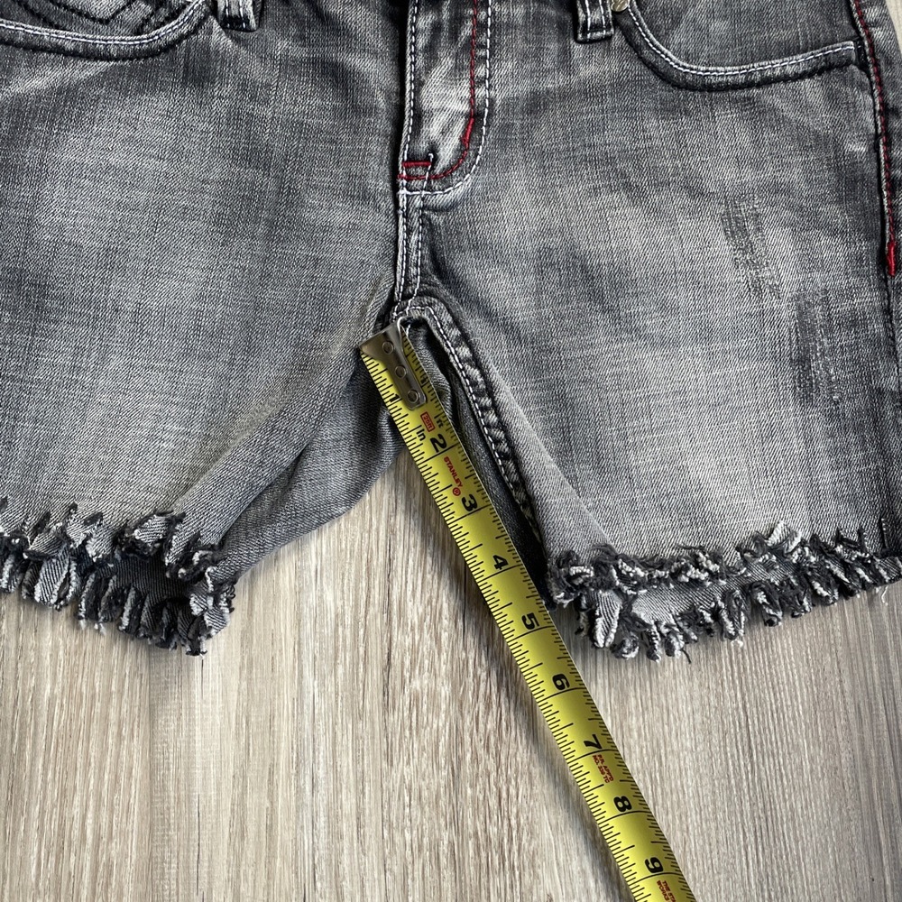Y2K Pepe Jeans London Women Black Denim Shorts Frayed Hem Red Stitching Size 24 - Picture 8 of 9